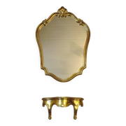Vintage Ornate Gold Resin Wall-Mounted Mirror & Matching Console Table 5055