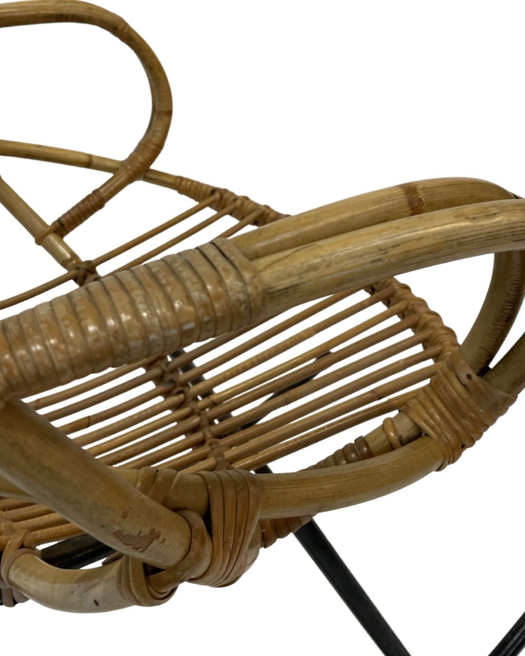 Vintage Dirk van Sliedregt Rohe Noordwolde rattan rocking chair