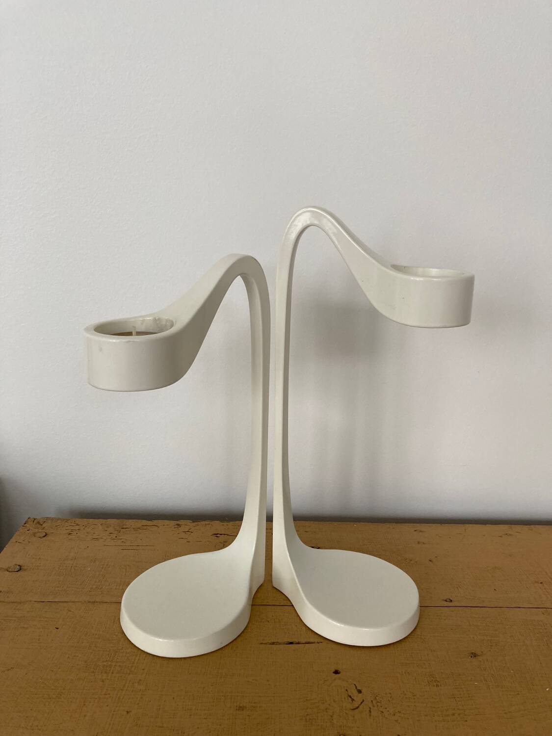 Pair of vintage Ikea Monika Mulder designer candlesticks