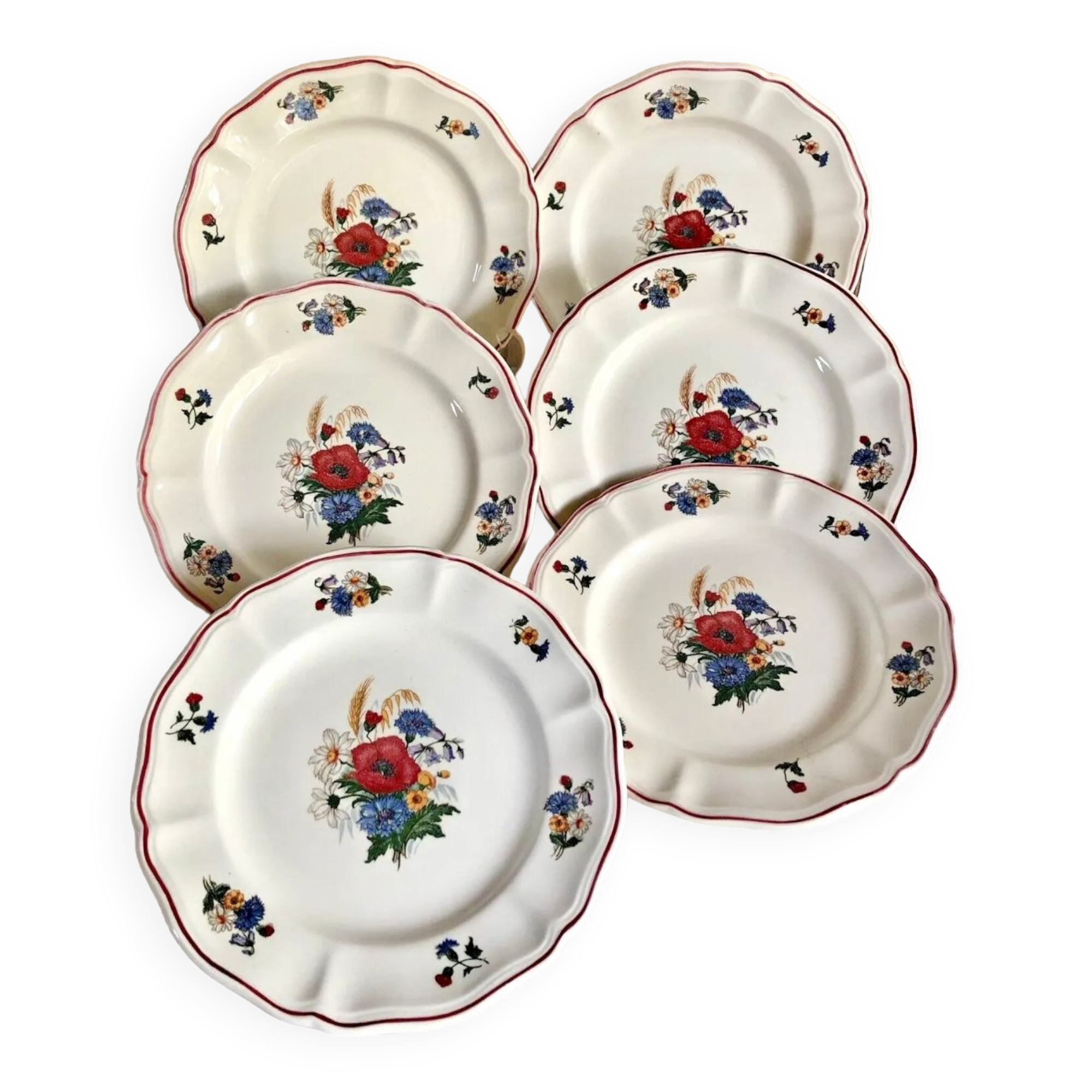 6 old dessert plates or dessert model Agreste Sarreguemines