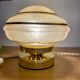 Lampe à poser globe vintage art déco en verre jaune et doré
