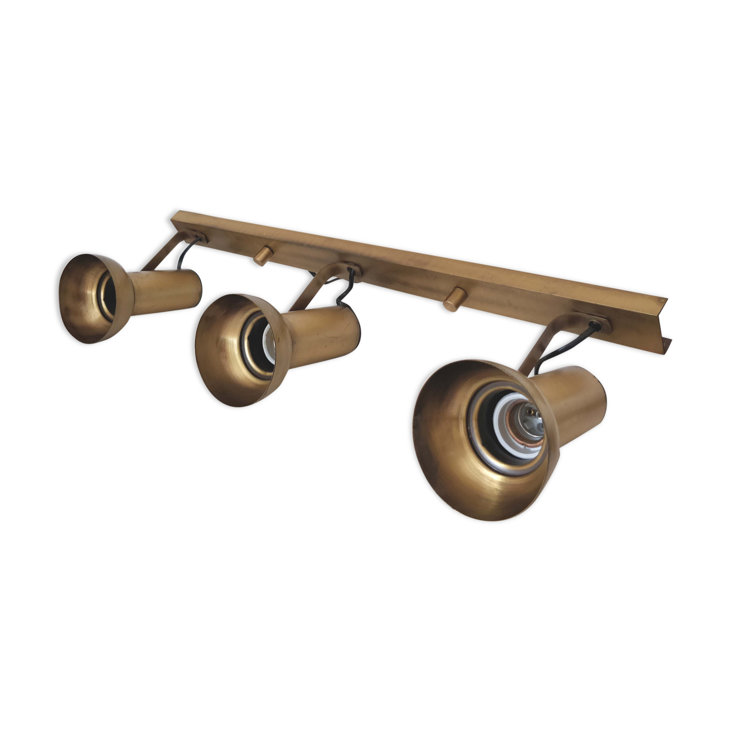 Wall light 3 70s brass spots