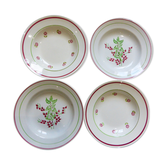 Set of 4 mixed soup plates