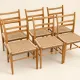Six mid-century Scandinavian chairs, wood & Danish cord, 1960s.