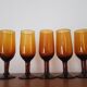 Set of 5 amber stemmed glasses