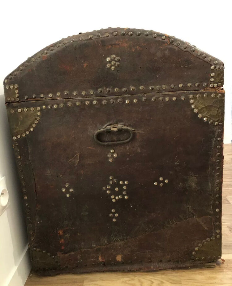 Old 18th century case in studded leather