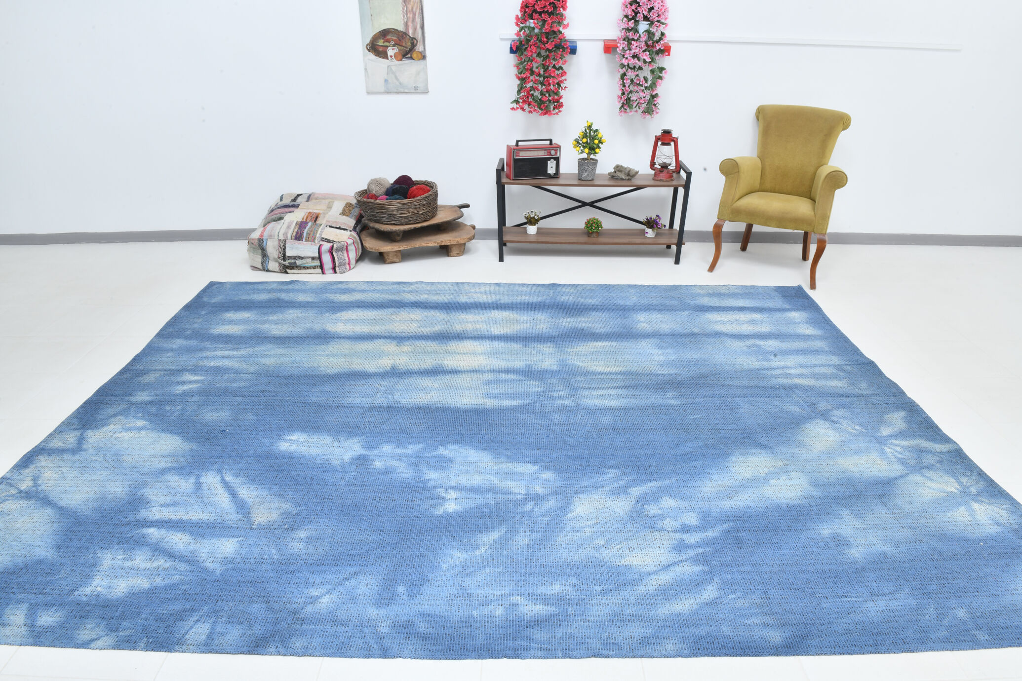 Blue oversize turkish rug 357x270cm