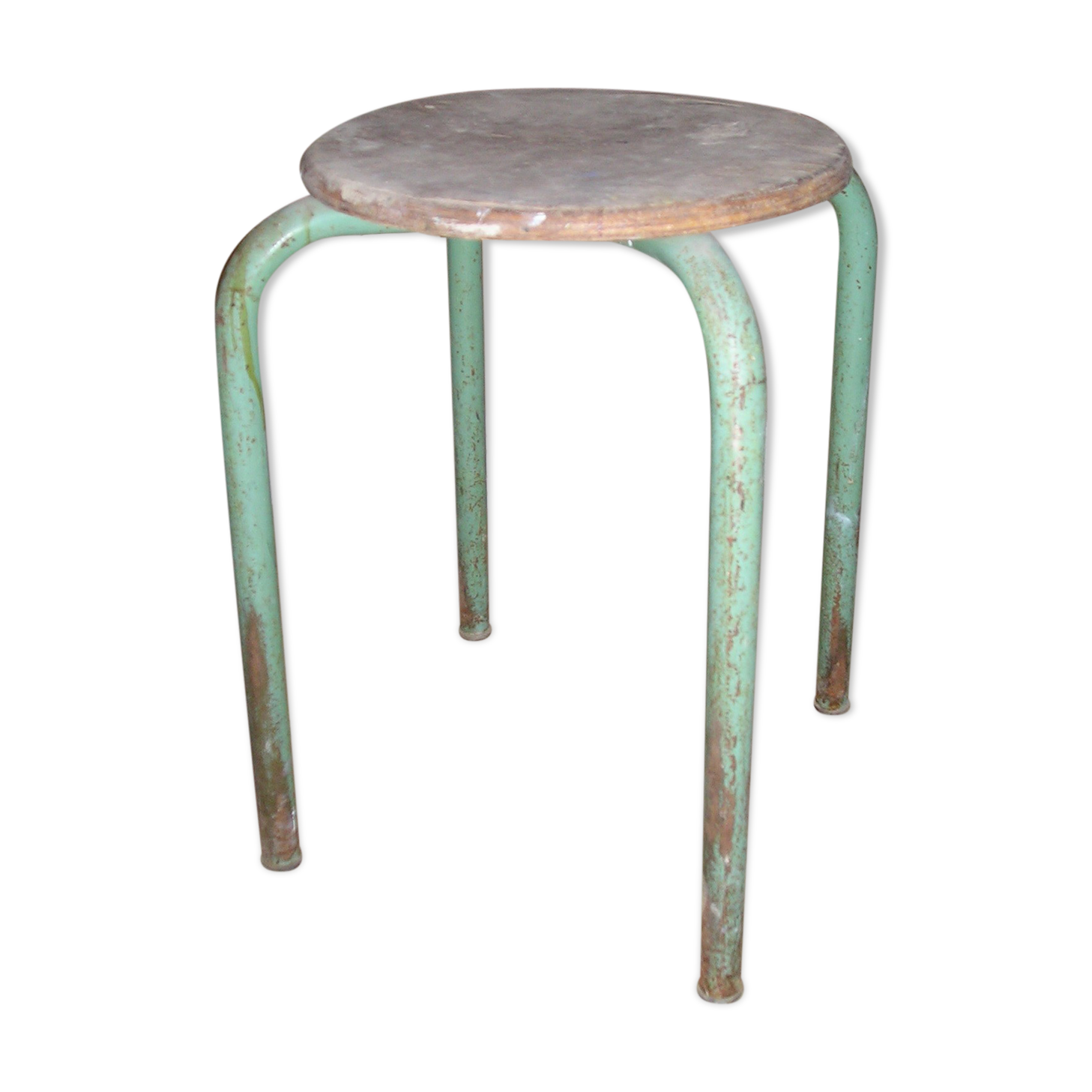 Old school stool made of metal and wood