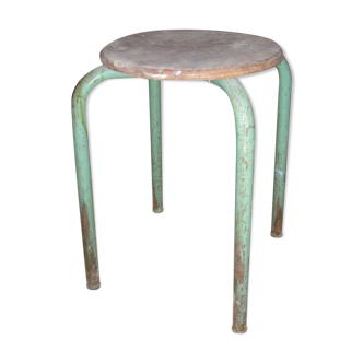 Old school stool made of metal and wood