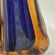 Vintage cobalt blue and amber blown glass vase in Murano style.