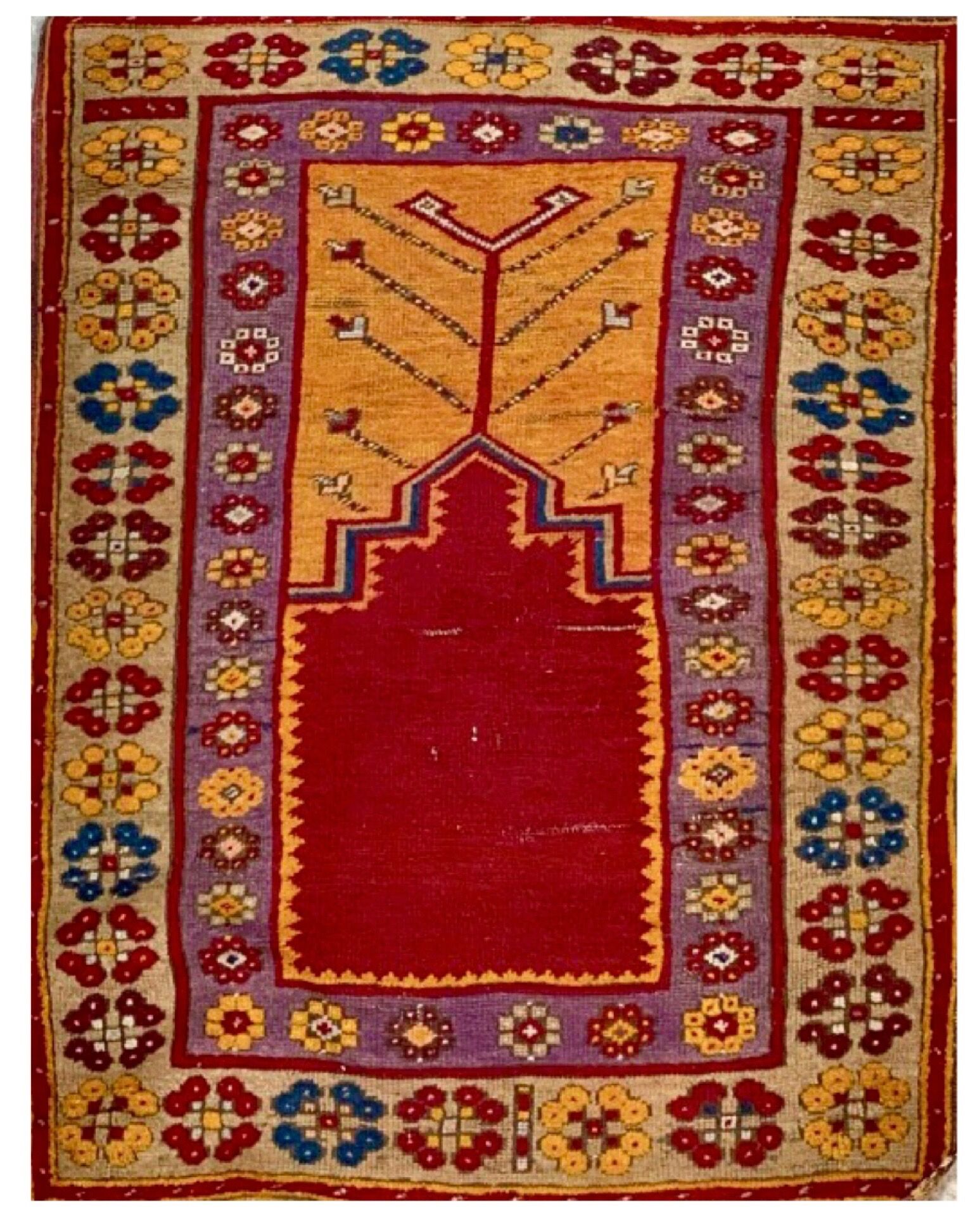 Turkish carpet of konya village / anatolian 19th