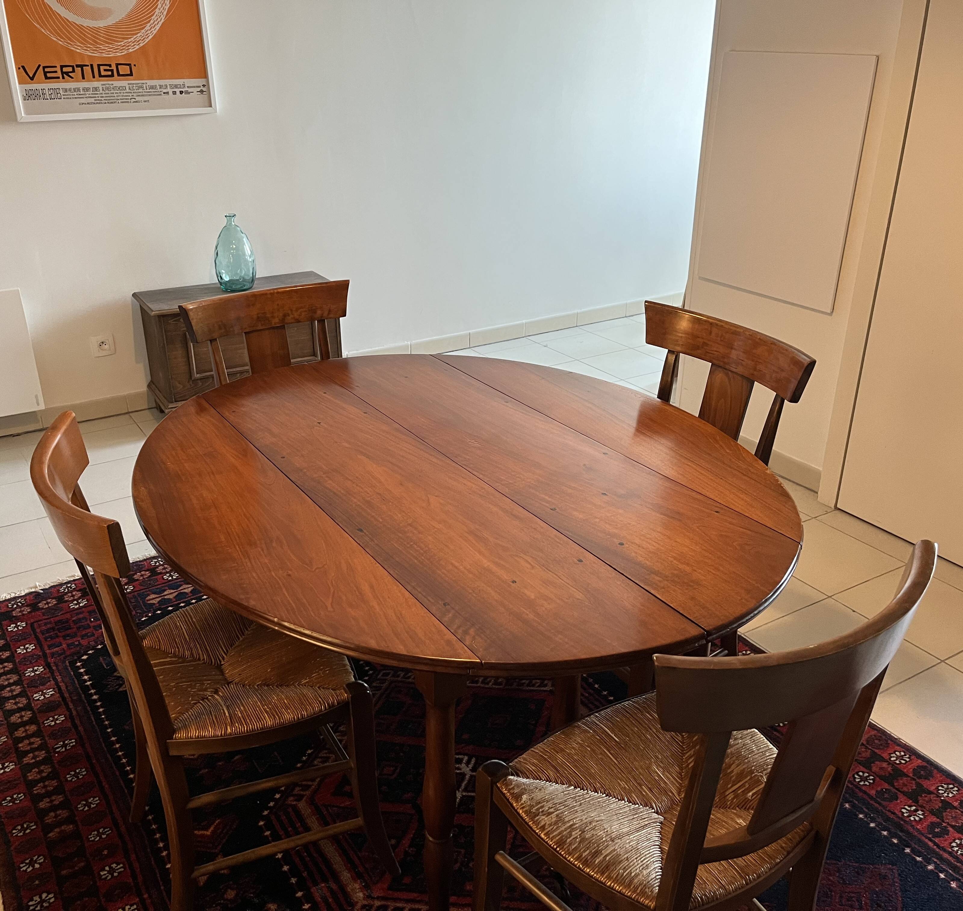 Table 6 pieds ouvrante en noyer 19ème