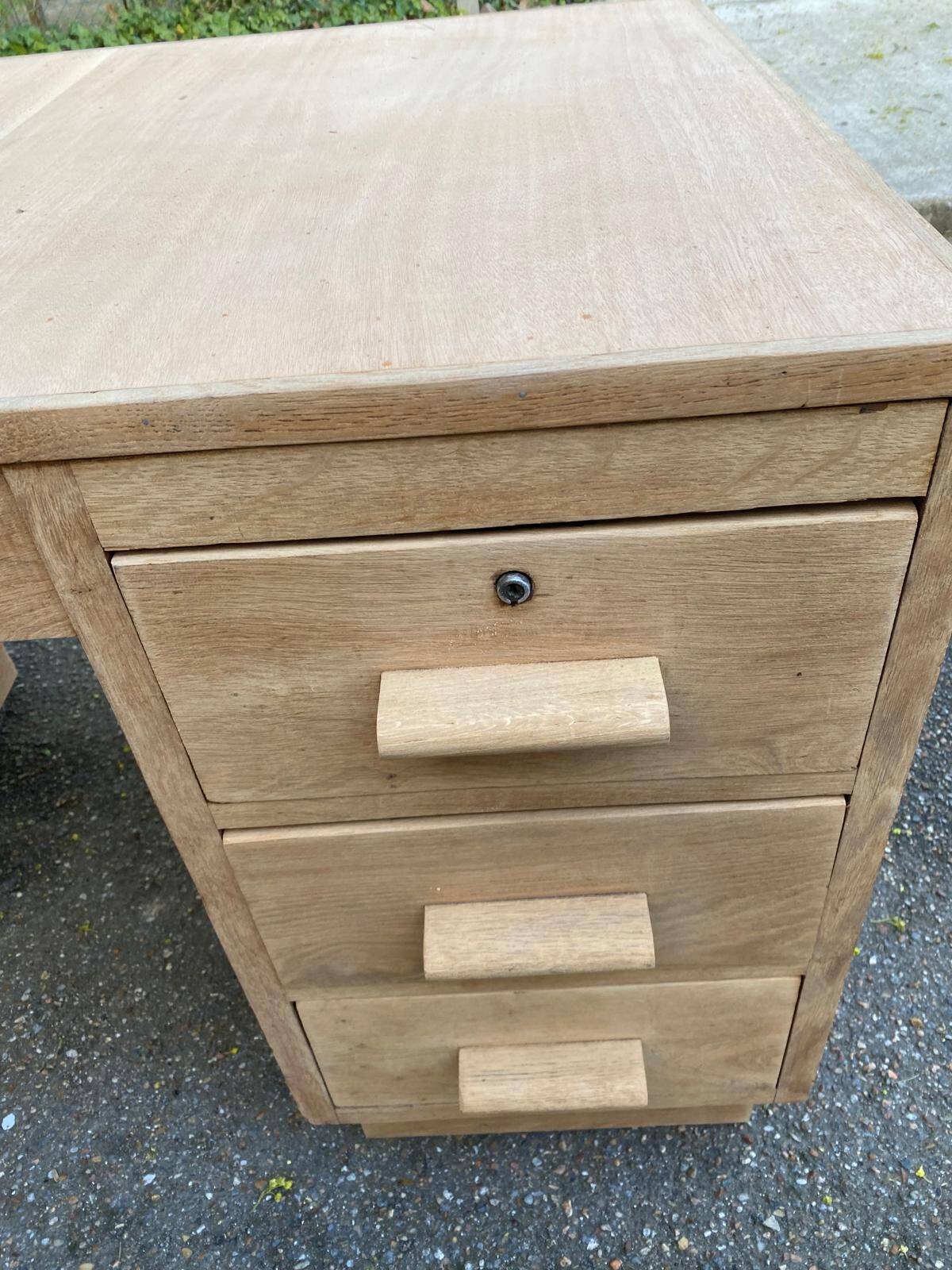 Bureau administratif extensible rénové en chêne du XIXème 130cm