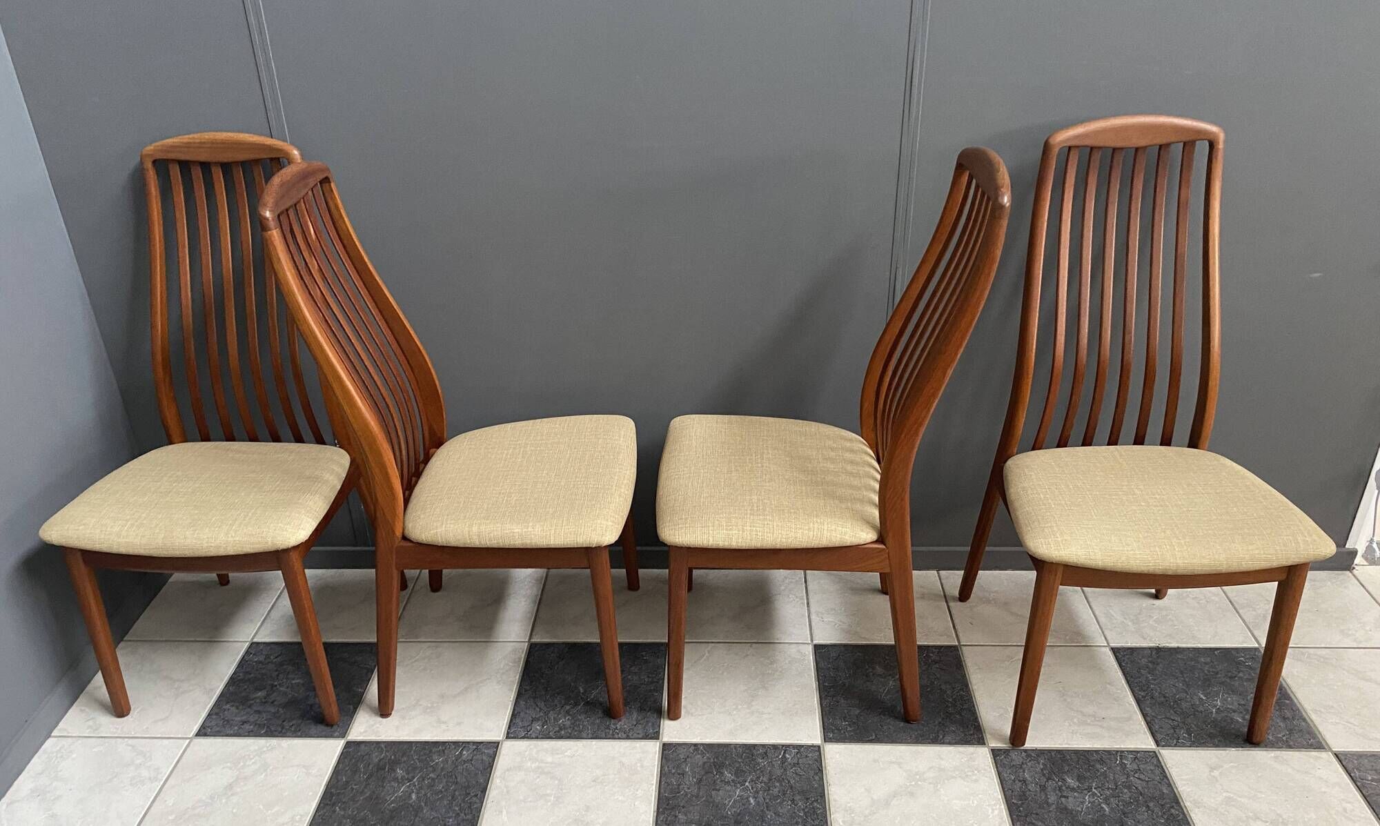 set of 4 Teak Kai Kristiansen chairs  for  Schou Andersen 1960s Denmark