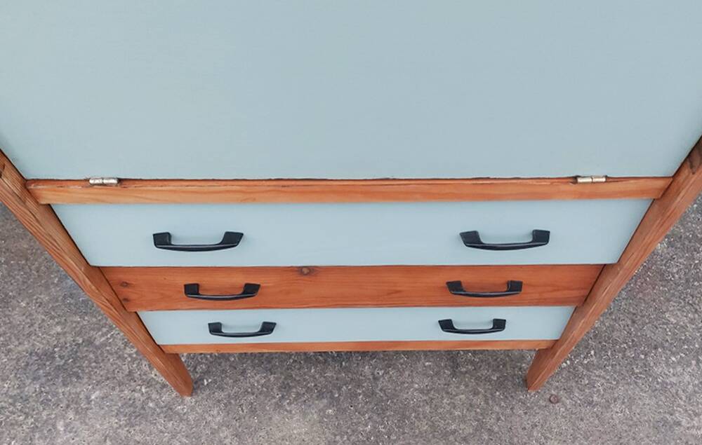 Secretary desk, drawers, vintage, refurbished, 60s