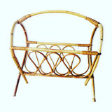 Rattan magazine rack from the 50s