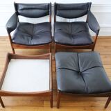 2 Fauteuils - 1 Ottoman - 1 Table basse - Kristian VEDEL - Entièrement restauré