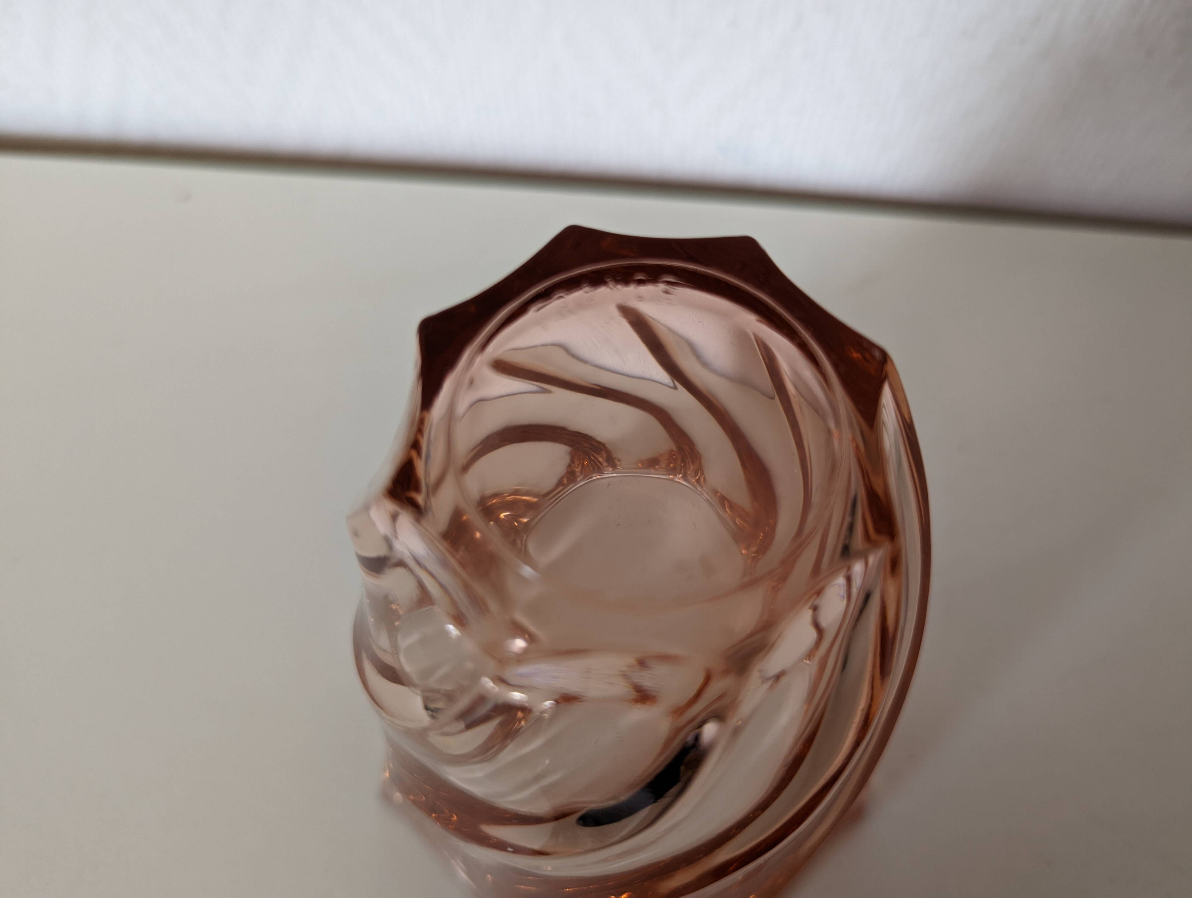 transparent glass vase in art deco style