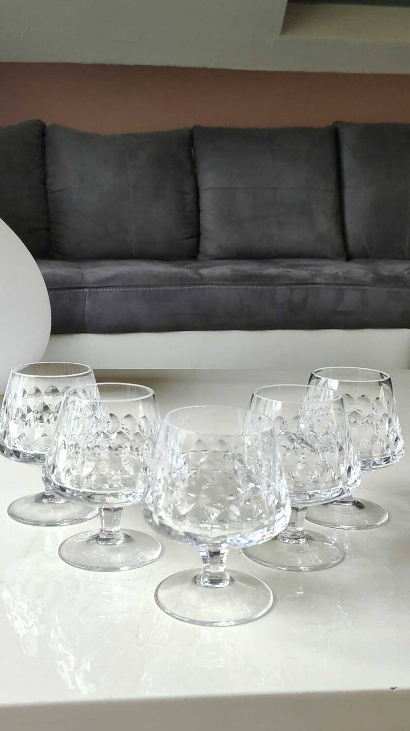 Lot 5 x Peill & Putzler Cognac Glasses. Mod. Granada. lead crystal