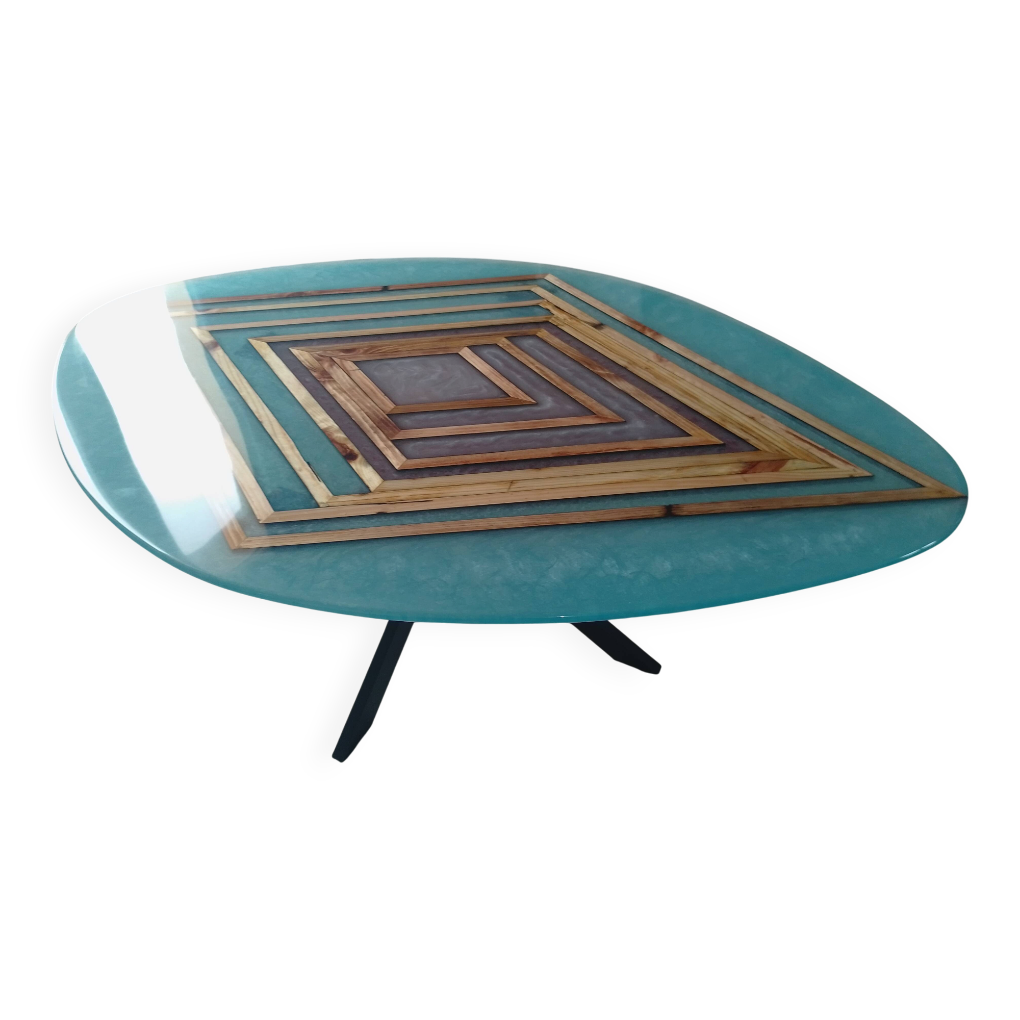 Handcrafted epoxy resin wood coffee table by RKA Design.