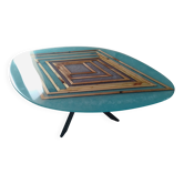 Handcrafted epoxy resin wood coffee table by RKA Design.