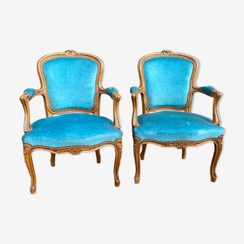 Pair of armchairs style Louis XV era XIX eme