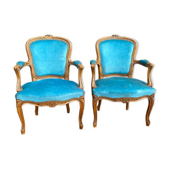 Pair of armchairs style Louis XV era XIX eme
