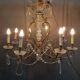 Large brass and glass chandelier