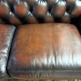 Brown tufted English Chesterfield leather sofa
