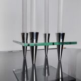 Bougeoir carré en verre, 4 flammes, danemark, 1970