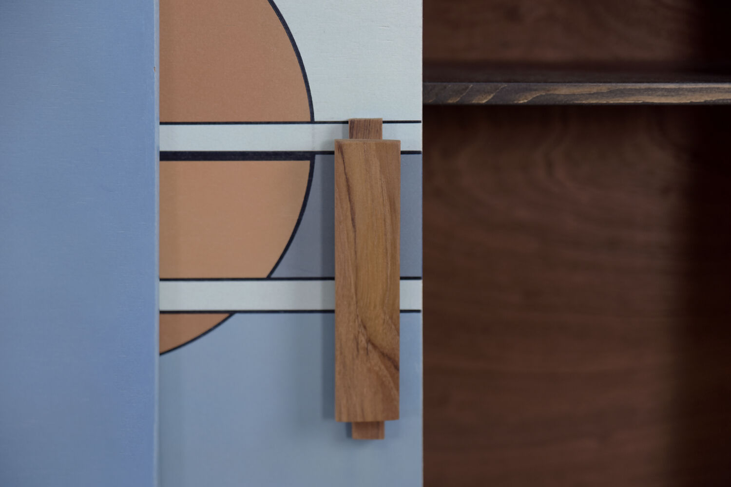 Set of 2 mid-century modern scandinavian hand-painted birch cabinet & sideboard, 1960s