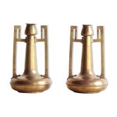 Paire de vases art nouveau en cuivre et laiton par Gustave Serrurier-Bovy