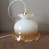 Vintage iridescent and ruffled tulip globe pendant light