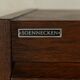 Tambour cabinet from the 1950s, dark stained oak veneer