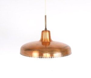 Vintage copper and glass pendant lamp by Jørn Utzon, 1940s