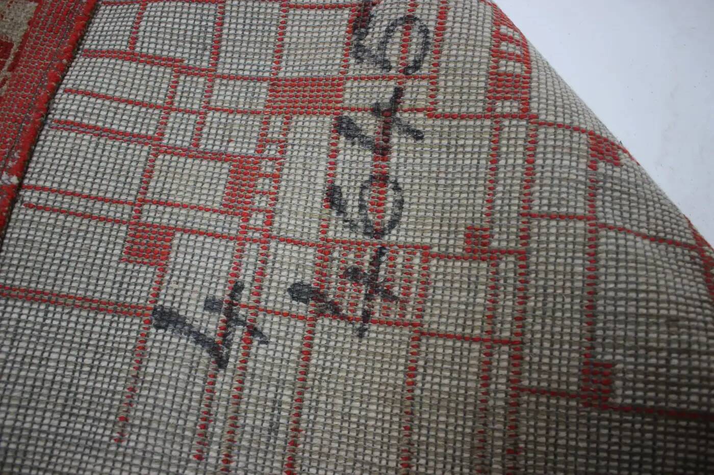 Interesting big abstract geometric modernist bouclé carpet / rug, around 1950s