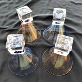 DESIGN GLASSES handcrafted in color :1 set of 2 glasses PINK AND 2 glasses BLUE