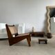 Asian solid wood quadripod brutalist coffee table H30 L81 l42