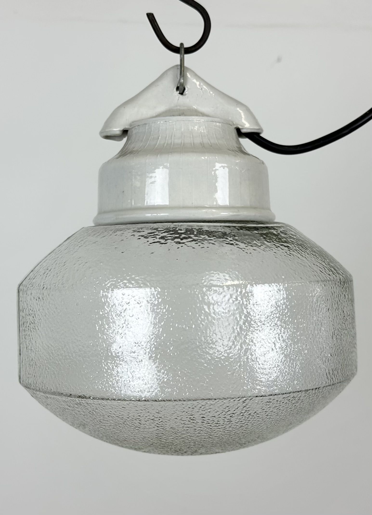Vintage white porcelain pendant light, 1970s