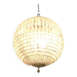 Crystal and bronze chandelier, spherical crystal suspension