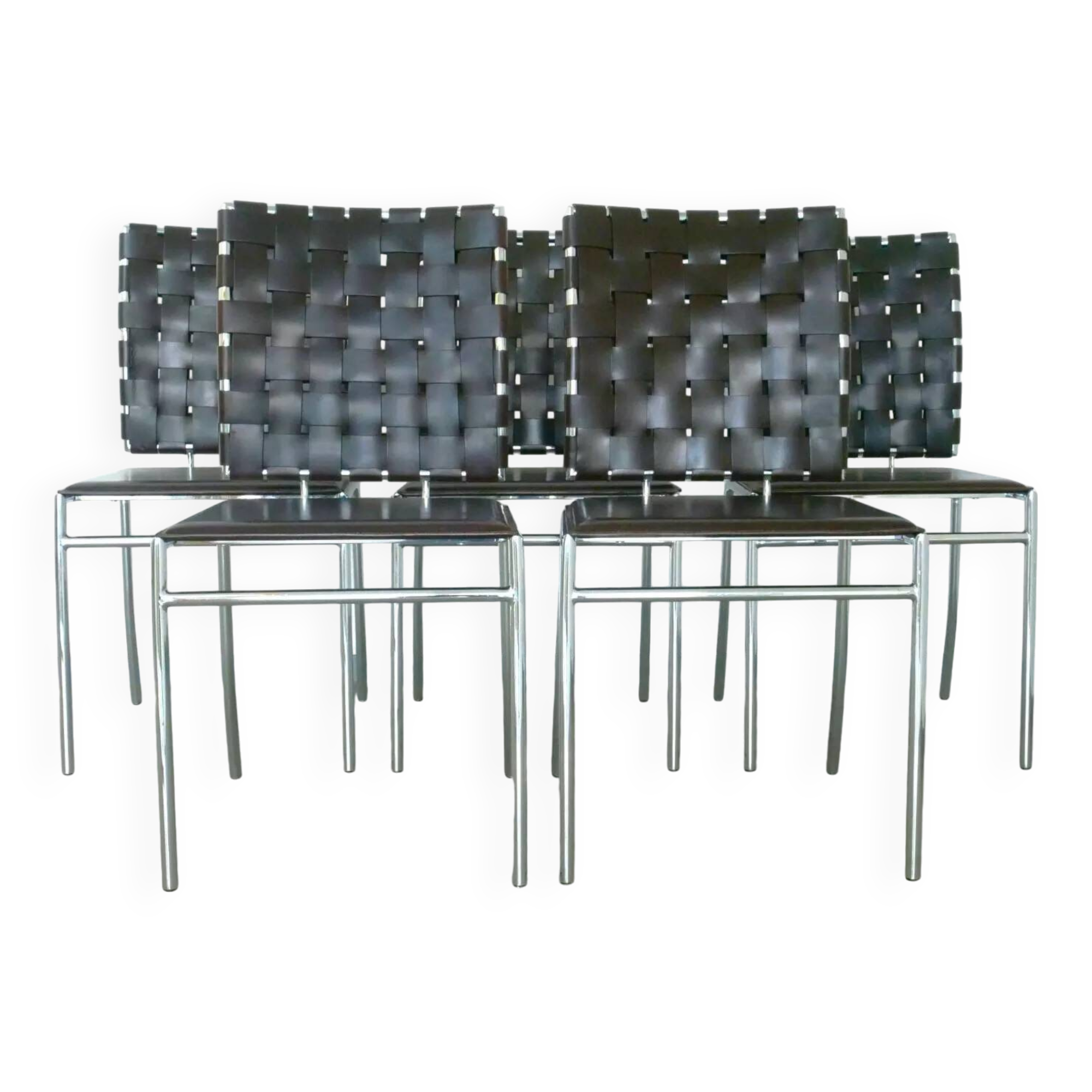 Leather and chrome dining chair