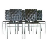 Chaise de salle à manger  cuir et chrome