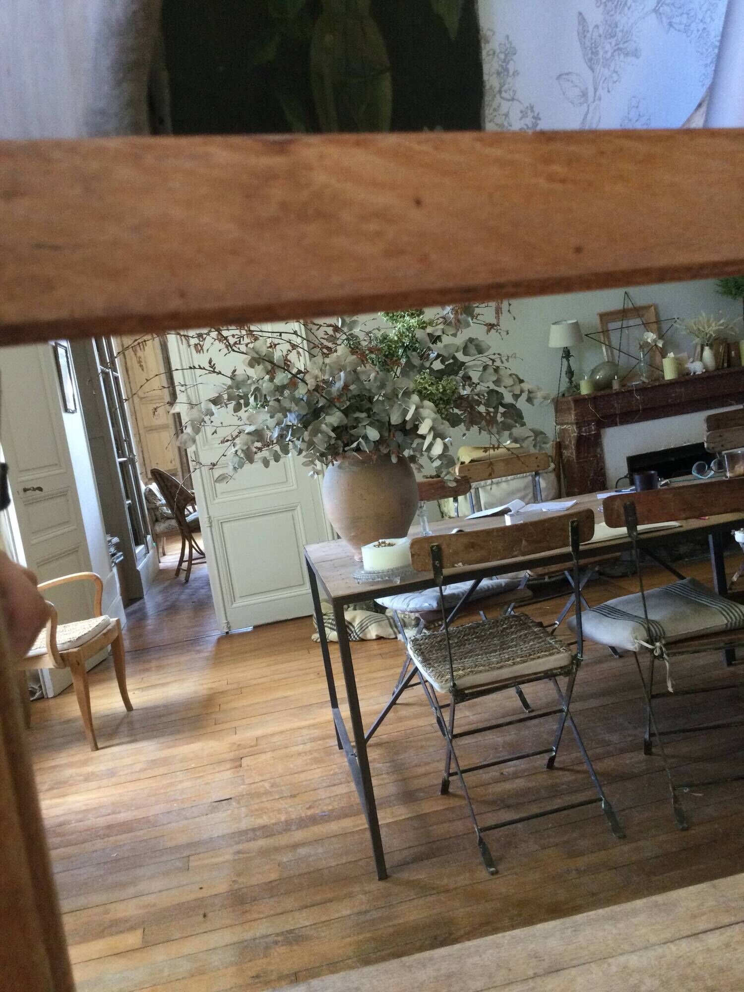 Antique natural wood mirror