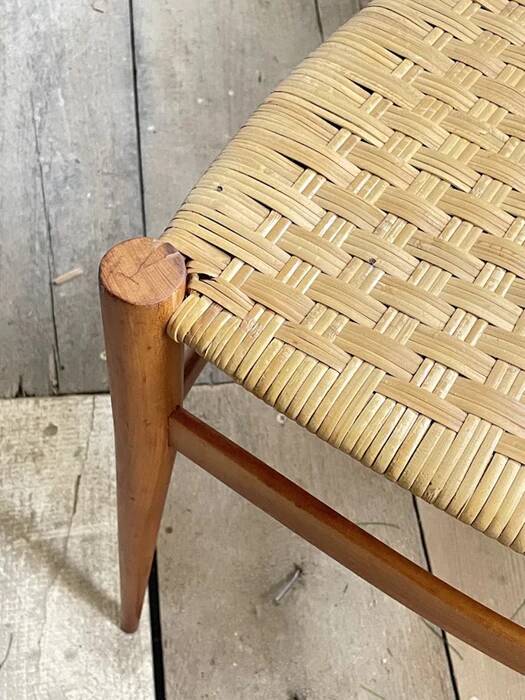 Pair of mid-century woven-seat dining chairs by G.B. Marangoni, Italy 1950s