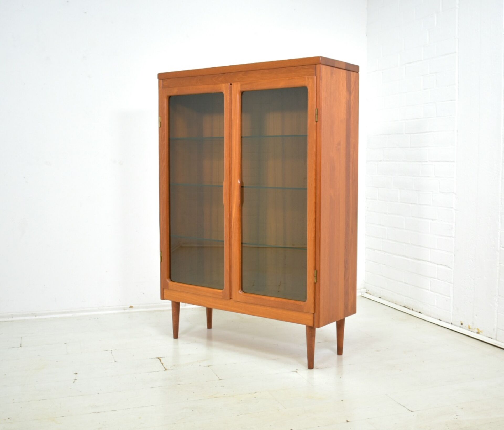 Danish solid teak display cabinet 1960s Scandinavian vintage