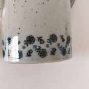 Vintage speckled stoneware coffee pot – navy blue floral decoration