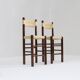 Vintage woven rush and wood bar stools , set of 2