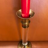 Paire de bougeoirs laiton et plexiglass