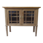 Console, shallow sideboard in waxed finish oak, 2 glass doors, 1 shelf.