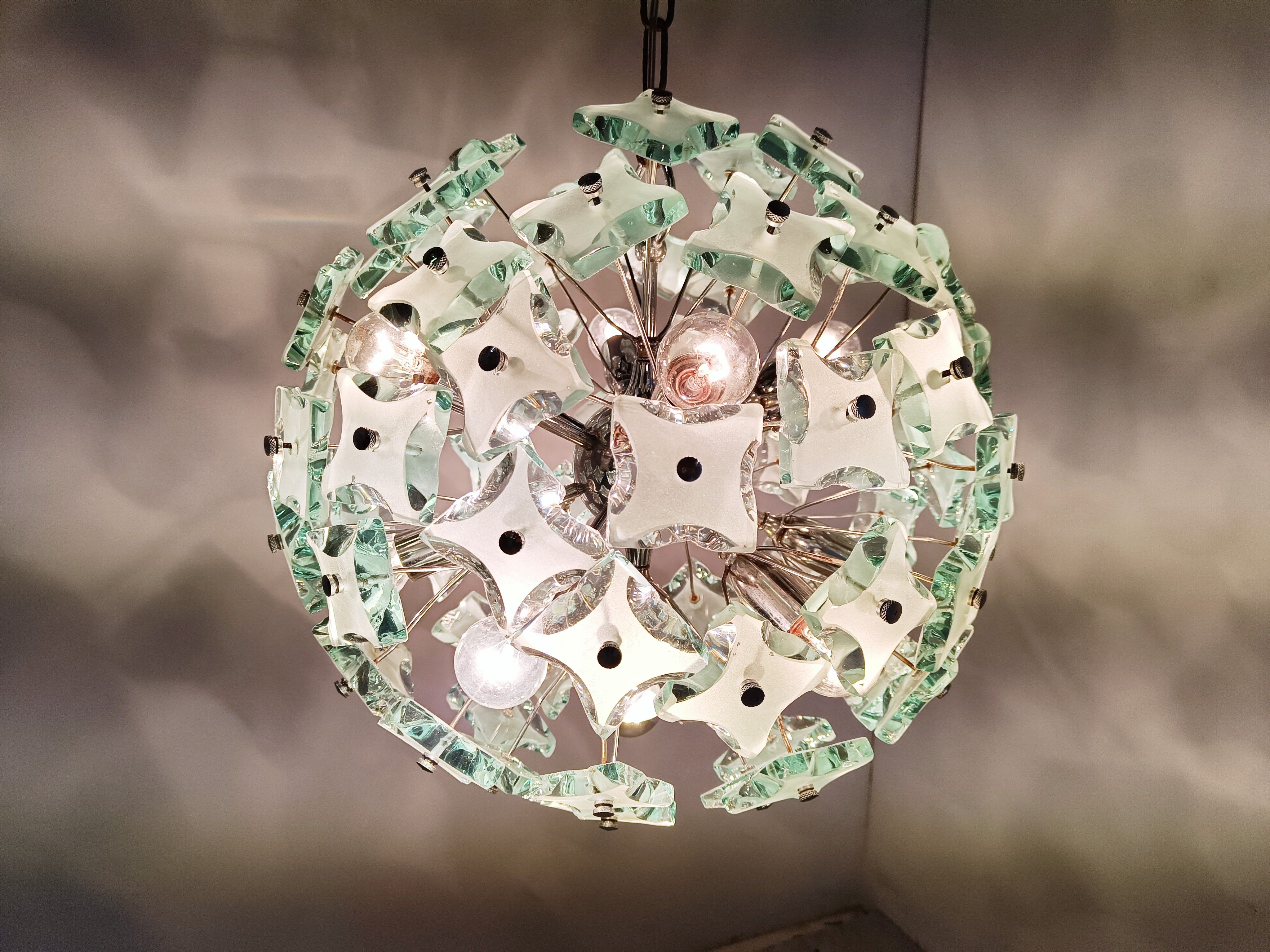 Mid century glass sputnik chandelier, 1970s